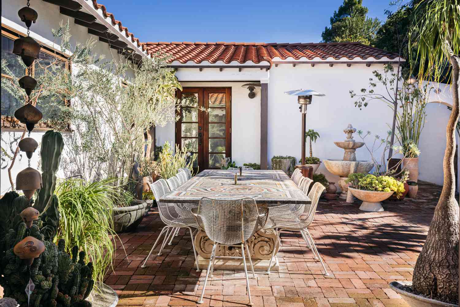 Backyard Brick Patio Design Ideas with fire pit